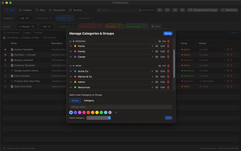 PathManager: Organizer screenshot