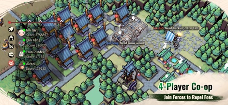 Inkvasion - Users can join forces with other players in 4-player co-op to build shared defenses and repel incoming threats together.