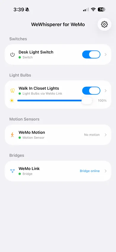 WeWhisperer for WeMo screenshot 1