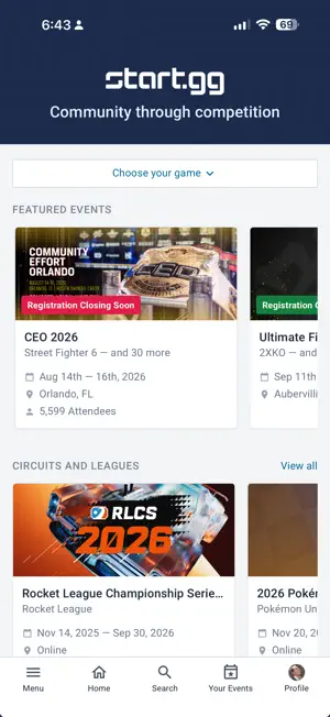 Start.gg screenshot 1