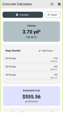 Concrete Calc Build screenshot