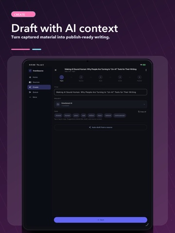 From Source: AI Social Posts iPad screenshot