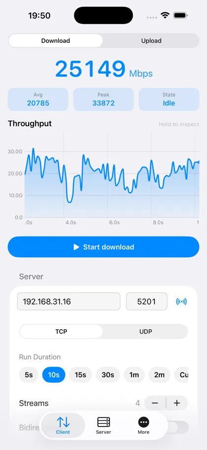 Screenshot 4 di 5 di iperf3 - Network Tools