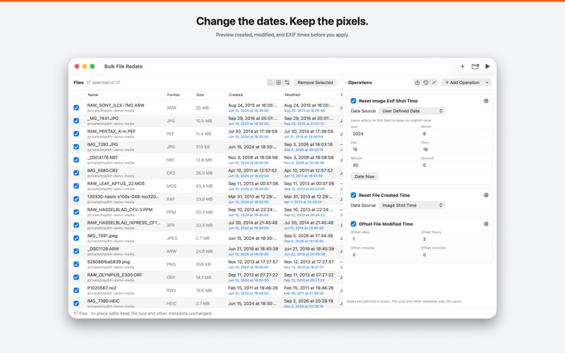 Bulk File Redate app screenshot