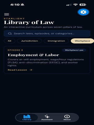 Starlight Library of Law. iPad screenshot