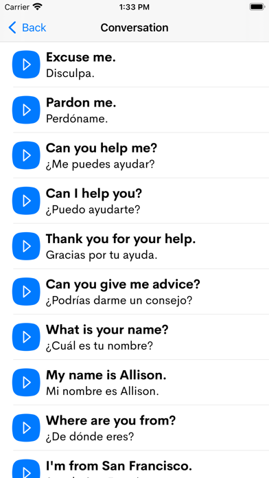 Spanish Dictionary, Vocabulary Screenshot