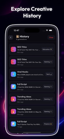 AI Video Script & Thumbnail iPhone screenshot
