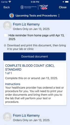 MSK MyChart screenshot 3