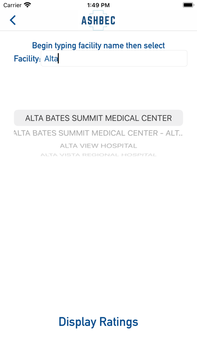 Ashbec Hospital Safety Ranking Screenshot
