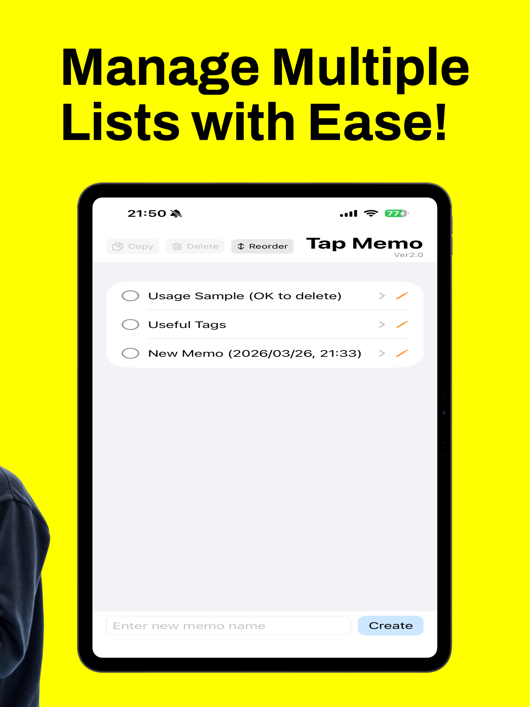 Tap Memo: Lightning Fast