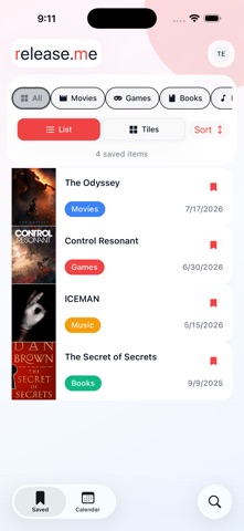 release.me: Release Tracker Screenshot 1 of 6