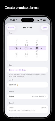 Alarm with Seconds: Exact Time iPhone screenshot