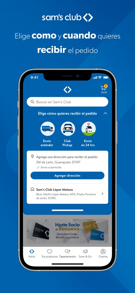 Sam's Club México - Users can effortlessly select their preferred delivery method, choosing between standard shipping, convenient Club Pickup, or express 24-hour delivery, and easily manage their designated shipping addresses.