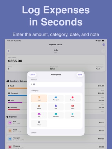 Expense Tracker: Budget Log iPad screenshot