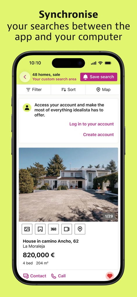 idealista - The platform ensures a consistent experience by allowing users to log in to their account, synchronizing saved searches and property details across all their devices.