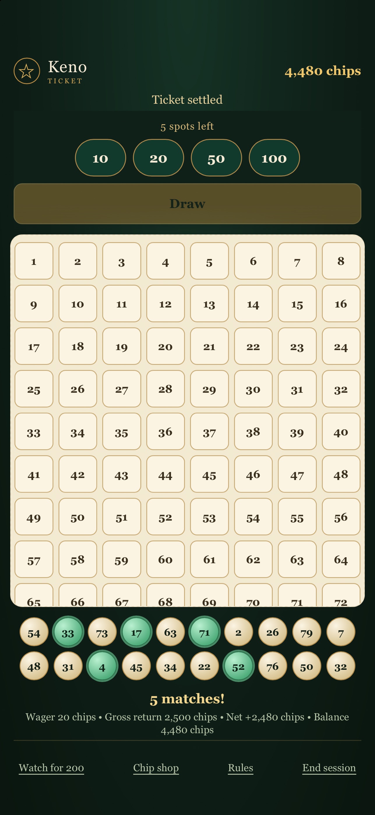 Screenshot 3 of Keno Ticket