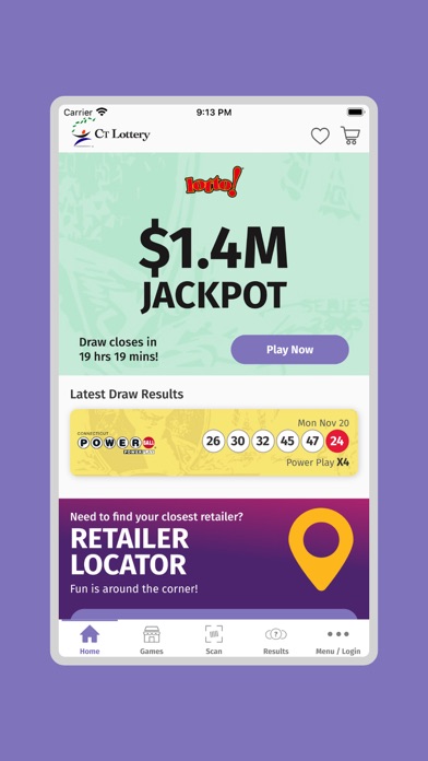 CT Lottery Screenshot