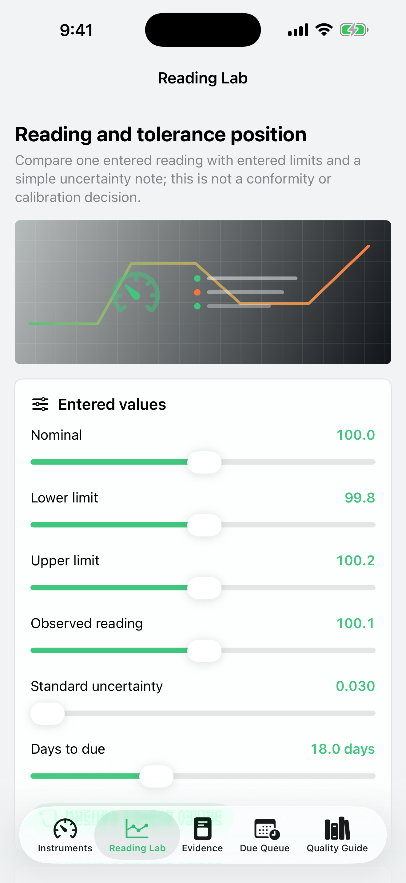 Gaugefolio: Calibration screenshot 2 of 3
