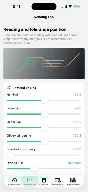Gaugefolio: Calibration screenshot 3