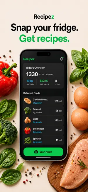 Recipez: AI Fridge to Recipe screenshot 1