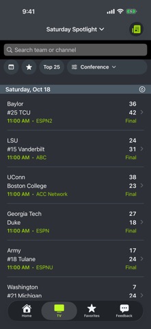 SEC Football Scores and Radio iPhone screenshot