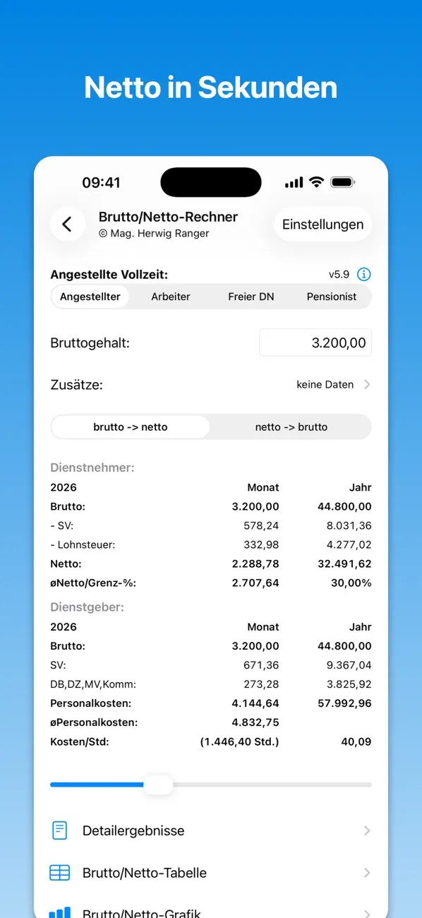 Screenshot #1 pour BruttoNetto – Gehaltsrechner