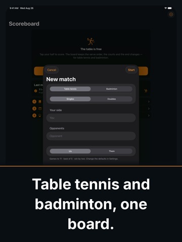 Table Tennis Serve Scoreboard iPad screenshot