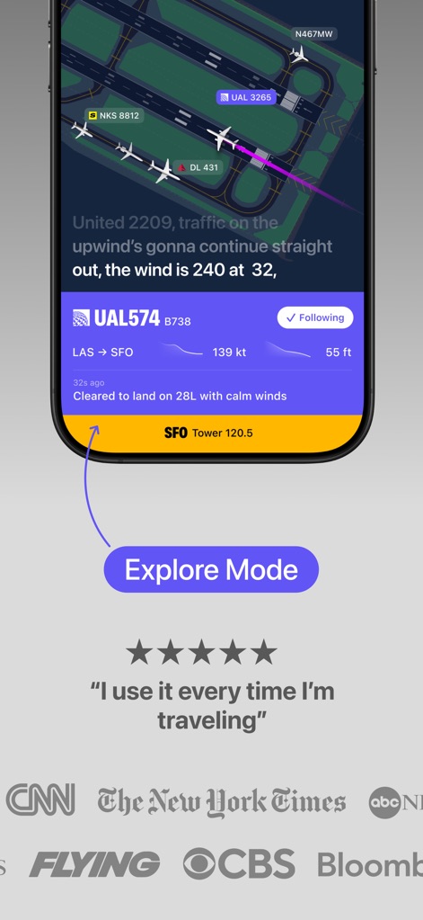 ATC - Live Air Traffic Radio - 特定の航空機を選択して追跡し、その航空機が交信する適切な無線チャンネルを自動的にリスニングすることで、状況を正確に把握できます。