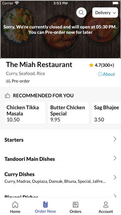 The Miah Restaurant Screenshot