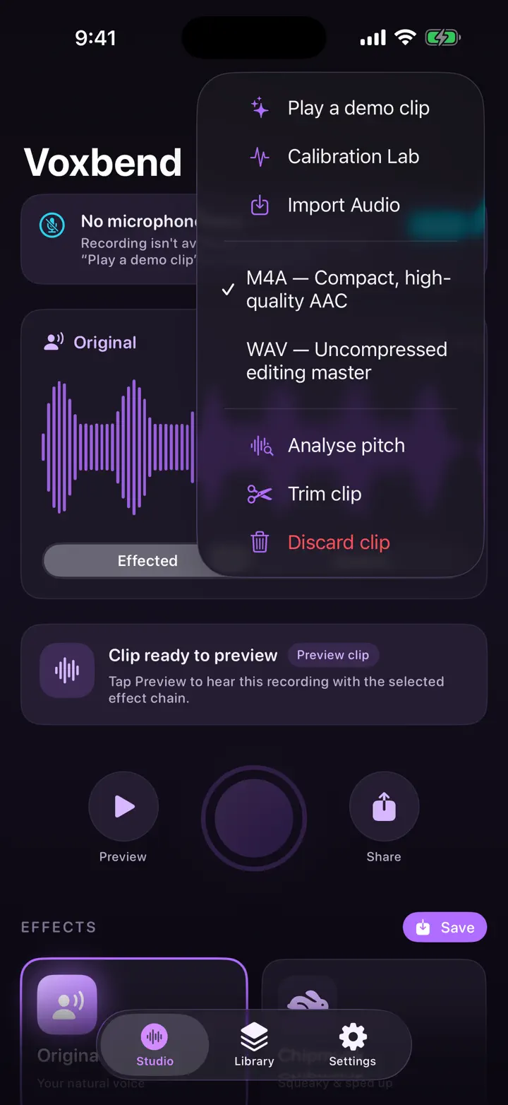 Voxbend iPhone 6.7" screenshot 2: Funny voice changer & FX