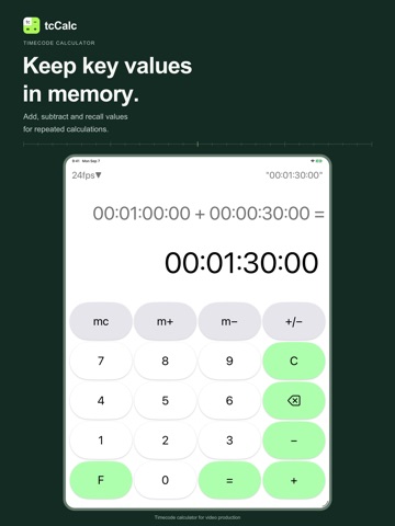 tcCalc - timecode & frame calc iPad screenshot