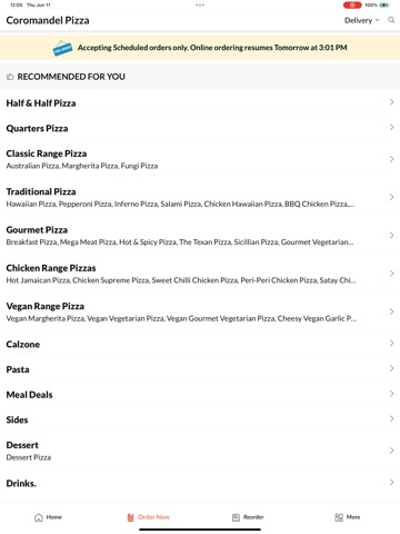 Coromandel Pizza iPad screenshot