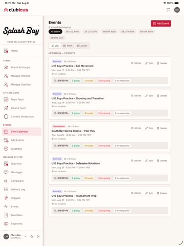 Clubicus iPad screenshot