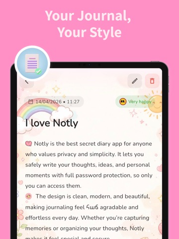 Notly - Secret Diary with Lock iPad screenshot