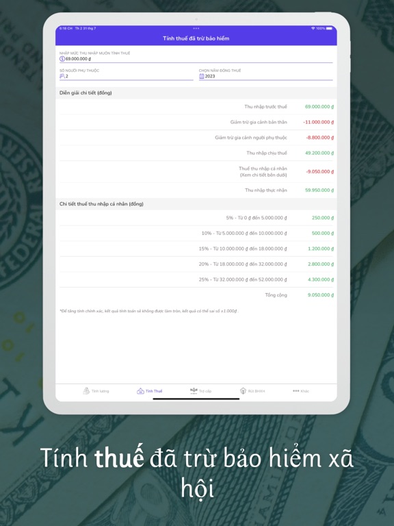 Thuế thu nhập cá nhân 2026 iPad screenshot