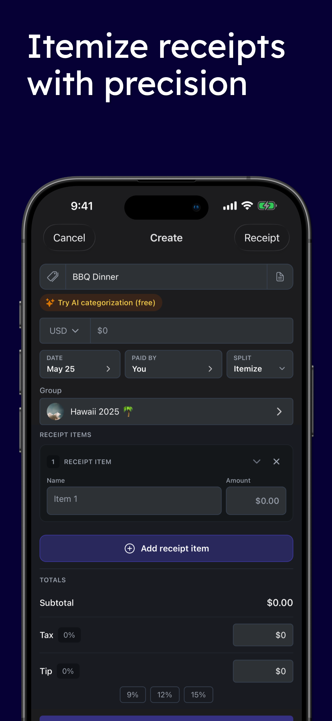 Split bills: SplitMyExpenses