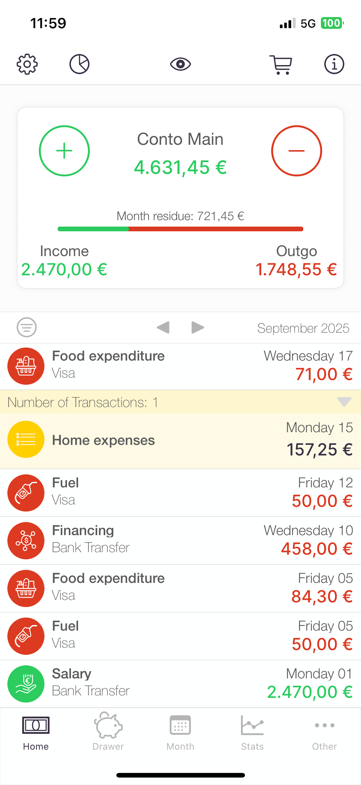 Qunto - Money and Expenses