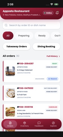 Appzeto Restaurant Partner screenshot