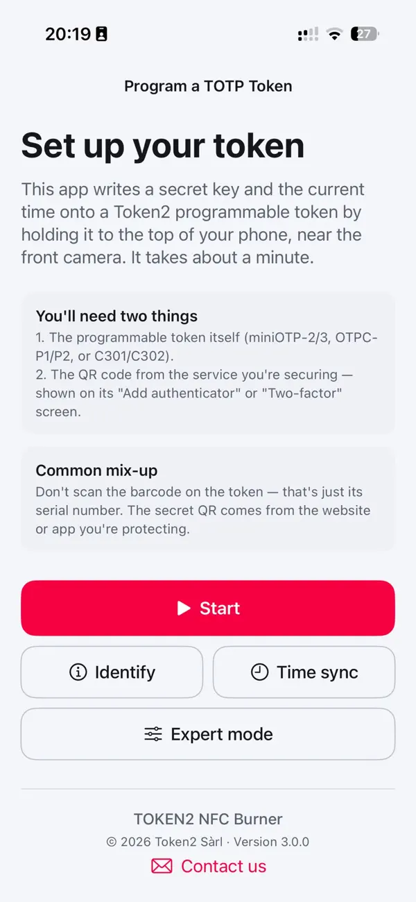 Screenshot #1 pour TOKEN2 NFC Burner