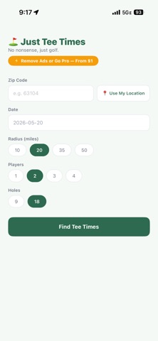 Just Tee Times USA Screenshot 1 of 4
