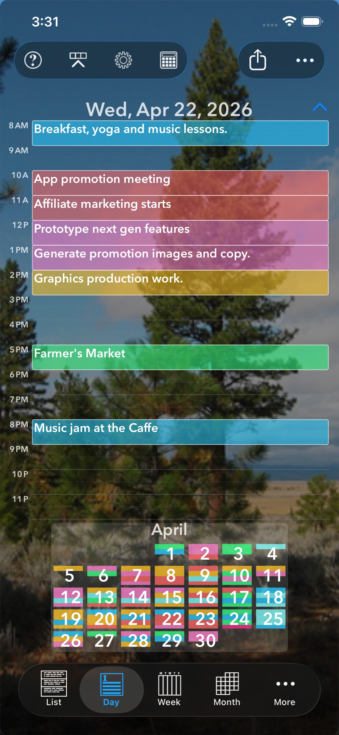 Perspectiva: Calendars, Charts