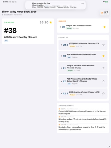 ShowRing Live iPad screenshot