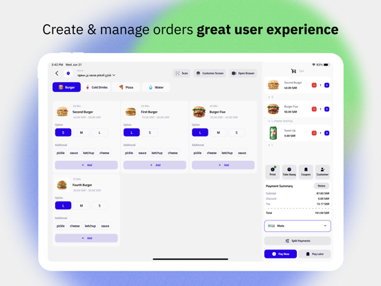 Flavours cashier ( POS ) iPad screenshot 1 - Business app
