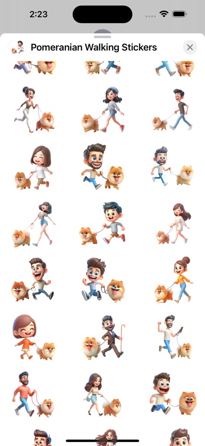 Pomeranian Walking Stickers