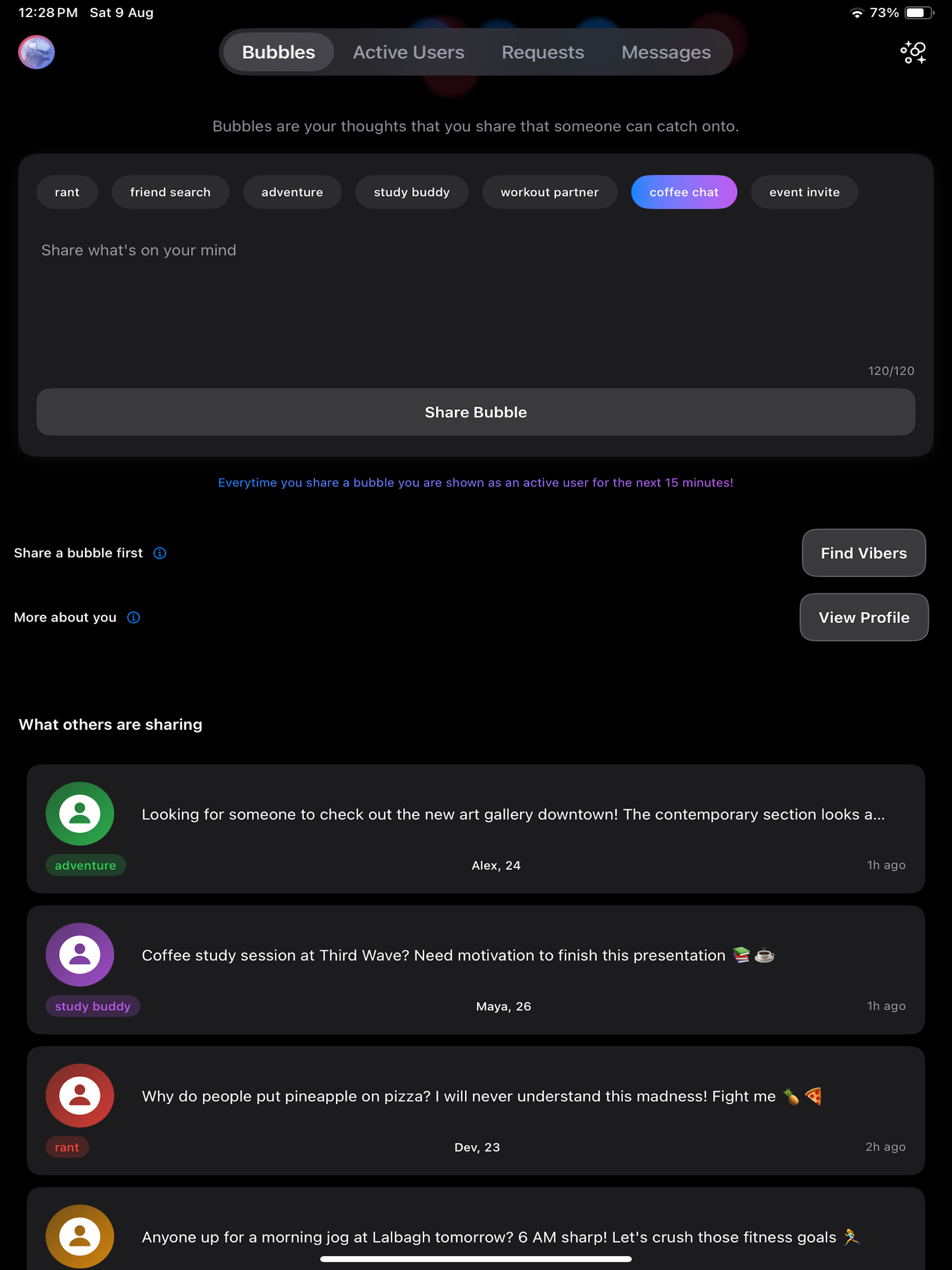 BubbleNest: Friend Finding App