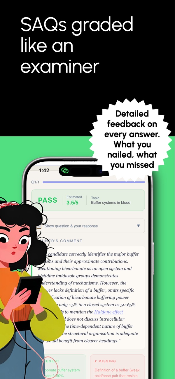 AI-graded short answer feedback in the PRIMEX iPhone app
