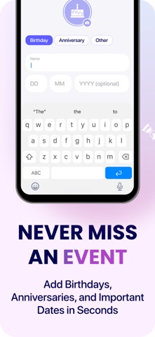 Birthday Reminder and Calendar iPhone screenshot