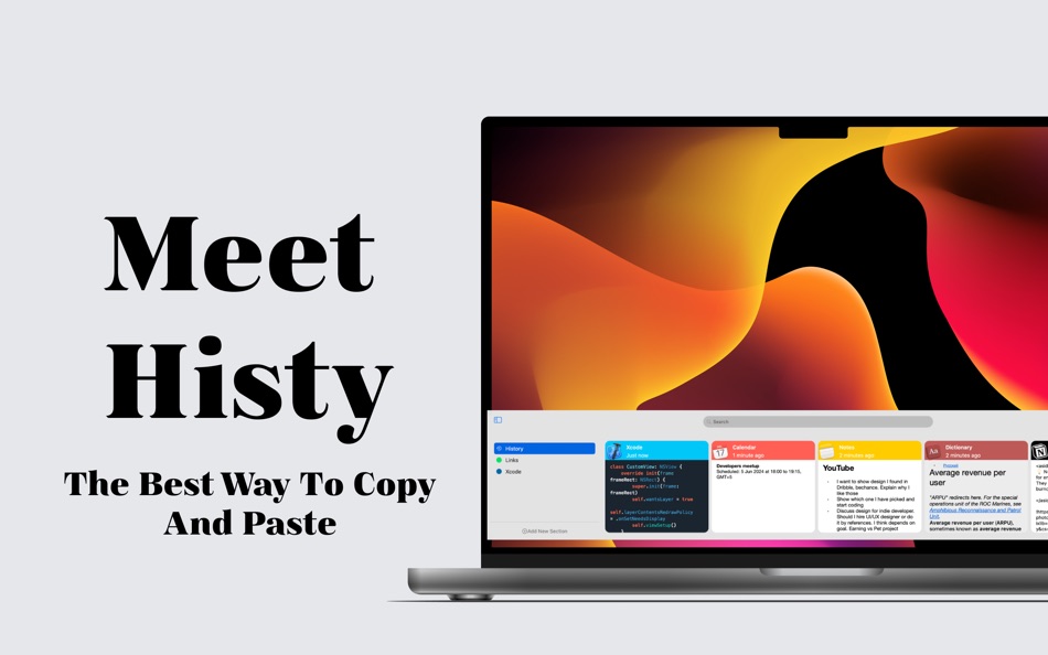 #1. Clipboard History - Histy (macOS) 来自: Akarys Turganbekuly
