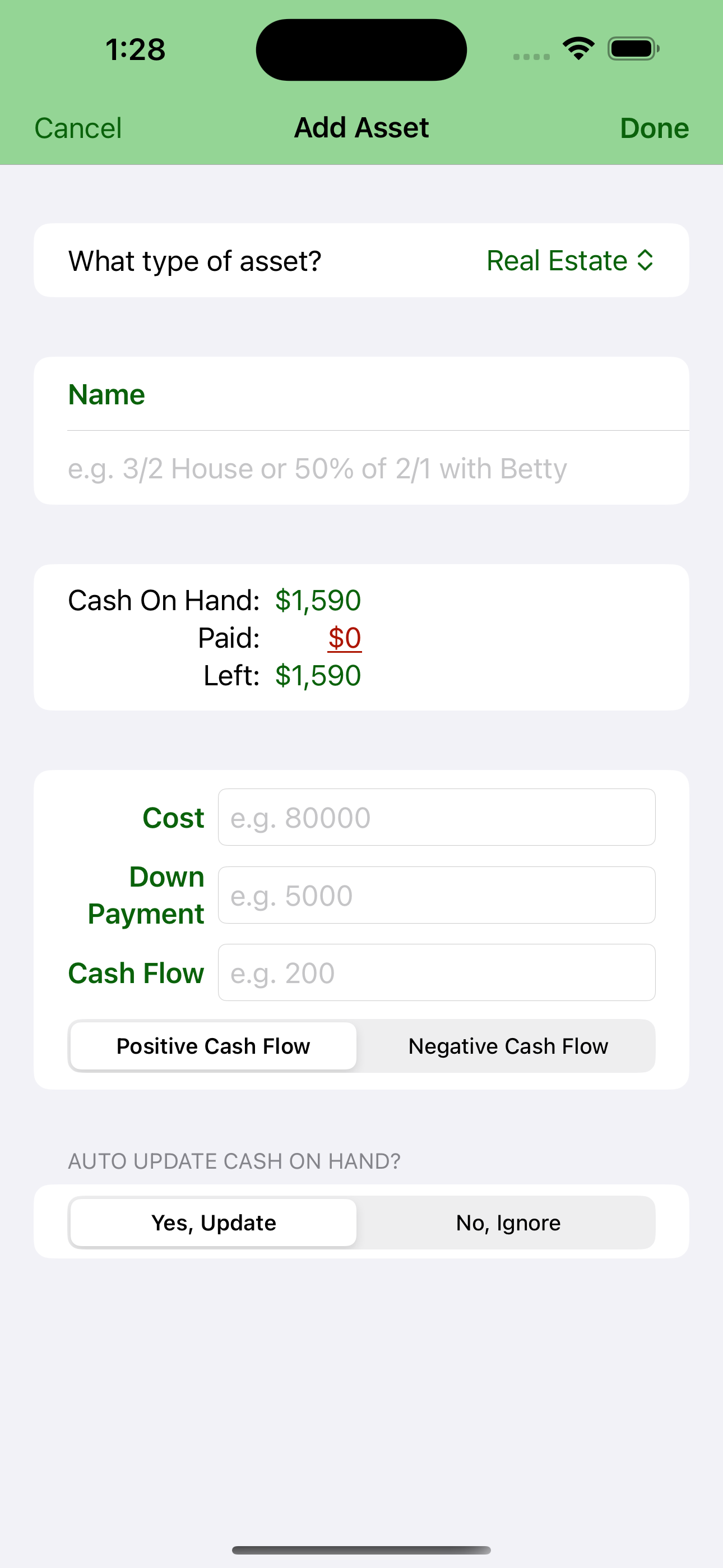 Cashflow Balance Sheet
