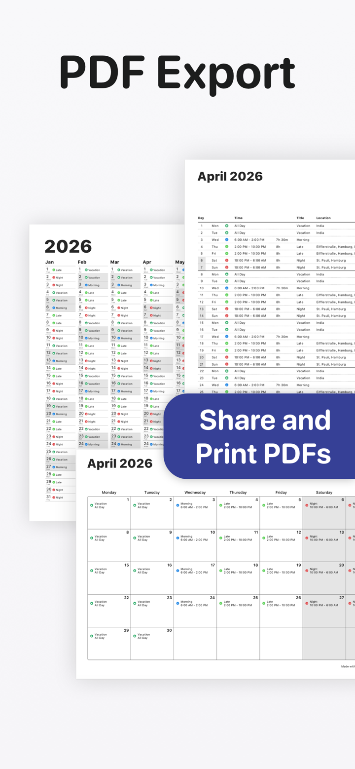 Supershift Shift Work Calendar screenshot 8